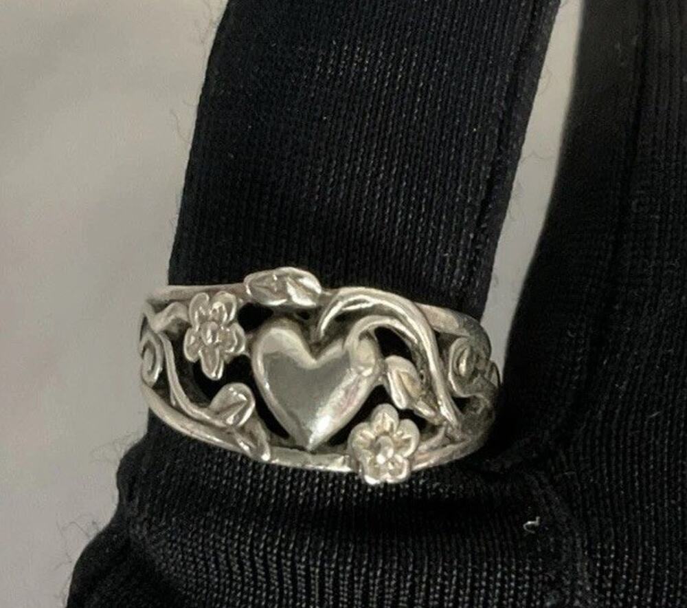 VTG VINTAGE STERLING SILVER JAMES VERY HEART AND VINE RING SZ 5